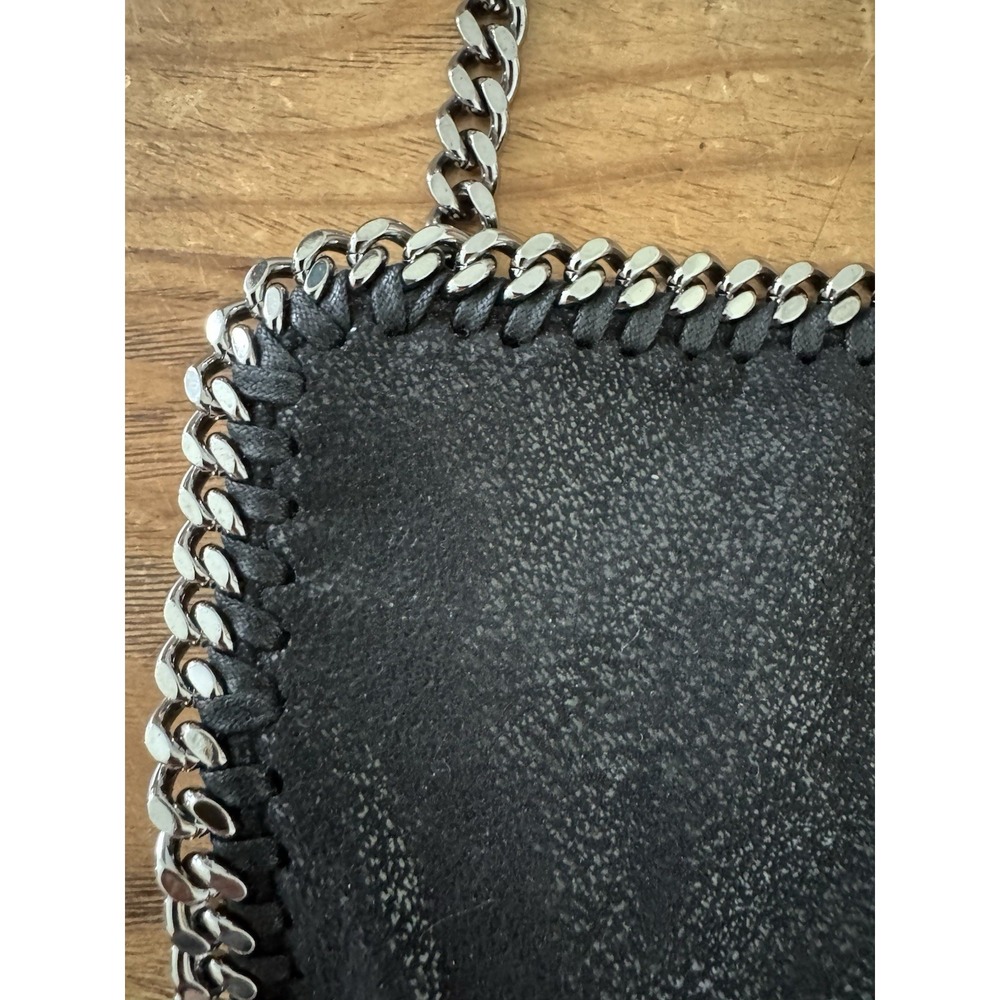 Stella McCartney Falabella Fold Over Crossbody Bag Black Silver Metallic Italian - Picture 9 of 15